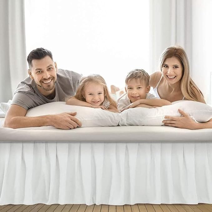 Ruffle Bed Skirt with Split Corners, Microfiber Dust Ruffled for a Perfectly Tailored Bedding Ensemble, Wrinkle and Fade Free, Easy Fit, Twin Size 18 Inch Drop, White