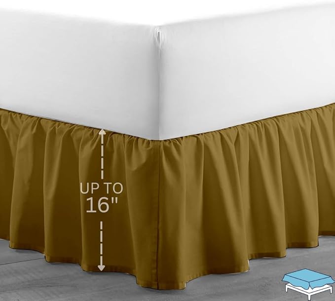 Ruffle Bed Skirt with Split Corners, Microfiber Dust Ruffled for a Perfectly Tailored Bedding Ensemble, Wrinkle and Fade Free, Easy Fit, King Size 16 Inch Drop, Taupe