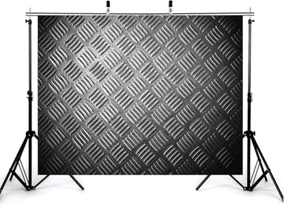 5x3ft Black Diamond Plate Metal Backdrop Textured Industrial Surface Photography Background for Steampunk Events Industrial Party Tapestry Decorations Banner Photo Booth Props - size: 5x3ft
