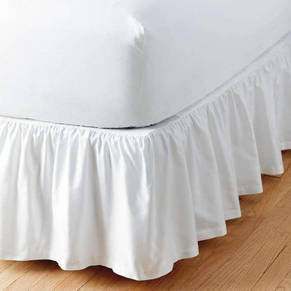 SlumberWell Full Bed Skirt with Split Corners, Soft Microfiber, 12 Inch Drop, White Solid, Elegant Ruffled Design