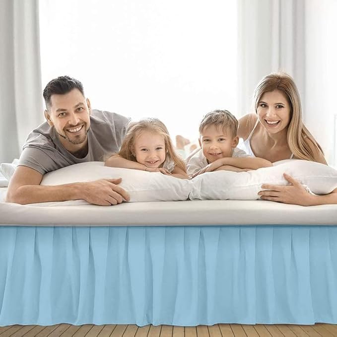 Ruffle Bed Skirt with Split Corners, Microfiber Dust Ruffled for a Perfectly Tailored Bedding Ensemble, Wrinkle and Fade Free, Easy Fit, Twin Size 15 Inch Drop, Light Blue