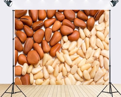 Trykid 6x4ft Pine Nuts Nut Closeup Backdrop Natural Food Texture Photography Background Kitchen Decor Party Decoration Tapestry Photo Booth Prop Fabric - size: 6x4ft