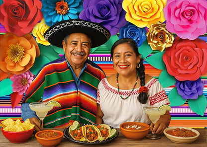 Mexican Theme Party Striped Backdrop Fiesta Cinco De Mayo Paper Flowers Background Party Decoration for Cake Table Decor Photo Booth 8X6FT 071 - size: 8′x6′