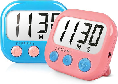 2 Pack Classroom Timers for Teachers Kids Large Magnetic Digital Timer Blue Pink