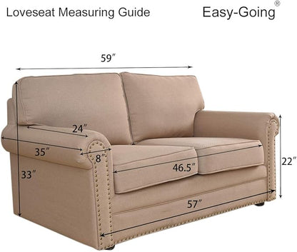 Easy-Going Stretch Loveseat Slipcover 1-Piece Sofa Cover Furniture Protector Couch Soft with Elastic Bottom for Kids Polyester Spandex Jacquard Fabric Small Checks (Loveseat, Coffee)