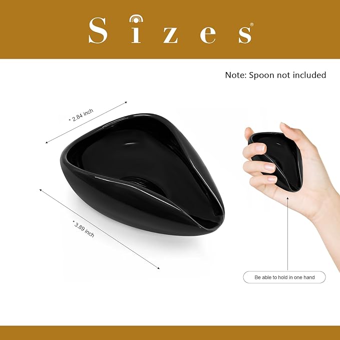 Ceramic Coffee Spoon Rest, Small Black Spoon Rest and Coffee Spoon Holder for Coffee Bar and Kitchen Counter, Mini Drip Catcher for Coffee Station, No Spoon Included