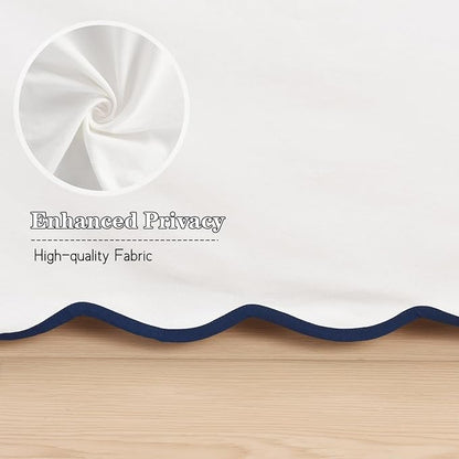HIG Off-White Chic Full Bed Skirt - Easy Fit Scallop Edge Pleated Bedskirts, 14 Inch Drop Anti-Slip Dust Ruffle, Thick Fabric for Enhanced Privacy, Pre-Washed for Long-Lasting Use(N60022)