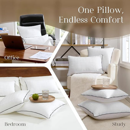 Phantoscope 20x20 Pillow Inserts, Decorative Throw Pillow Inserts with 100% Cotton Jacquard Cover, Virgin Fiber Pillow Sham Stuffer, Square Couch Cushion Pillows, Pack of 2, 20x20 Inch