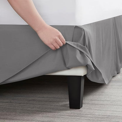 Nestl Grey Full XL Bed Skirt - Full XL Size Bed Skirt 14 Inch Drop - Brushed Microfiber Bed Skirts - Hotel Quality Pleated Bed Skirt - Shrinkage & Fade Resistant