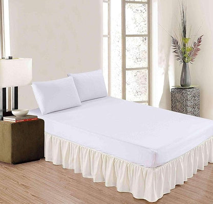 SlumberWell Full Bed Skirt with Split Corners, Soft Microfiber, 20 Inch Drop, Ivory Solid, Elegant Ruffled Design