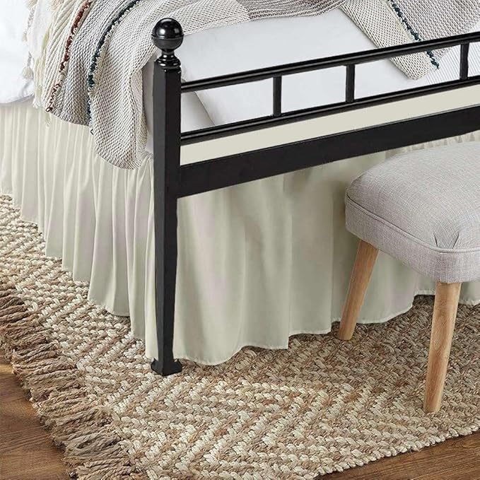 SlumberWell Twin Bed Skirt with Split Corners, Soft Microfiber, 22 Inch Drop, Ivory Solid, Elegant Ruffled Design