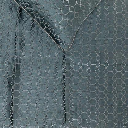 The HomeCentric King Queen Twin Blue Designer Queen 74"x18" Bed Runner with Pillow Cover, Hexagon Pattern Bed Scarf on Jacquard Fabric - Hexagon Lagoon