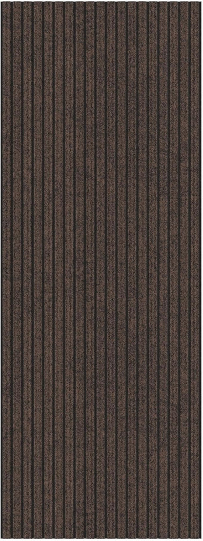 Ottomanson 2'7" x 32' Hallway Runner with Scraper Pile - Extra Durable Non-Slip Rug Mat for Indoor & Outdoor Use - Ideal for Kitchen, Entryway & Garage - High-Traffic Carpet, Brown