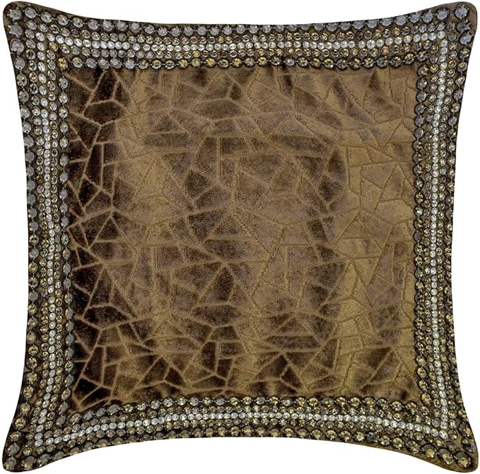 The HomeCentric King/Queen/Twin Brown Decorative Bed Runner Queen 74"x18" Bed Runner Without Pillow Cover, Border, Crystal, Cut Velvet, Mosiac Pattern Bed Scarf on Velvet Fabric - Velvet Fusion