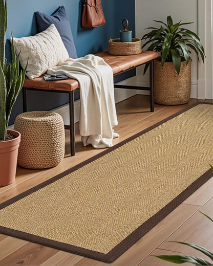 DEXI Hallway Runner Rug 3x10 Jute, Woven Braided Sisal Runner Non Slip, Entryway Farmhouse Runner Carpet for Indoor Luandry Hall Backdoor Bedroom, Natural/Brown