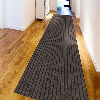 Ottomanson 2'7" x 16' Hallway Runner with Scraper Pile - Extra Durable Non-Slip Rug Mat for Indoor & Outdoor Use - Ideal for Kitchen, Entryway & Garage - High-Traffic Carpet, Brown