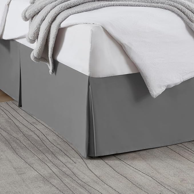 Nestl Grey Full XL Bed Skirt - Full XL Size Bed Skirt 14 Inch Drop - Brushed Microfiber Bed Skirts - Hotel Quality Pleated Bed Skirt - Shrinkage & Fade Resistant