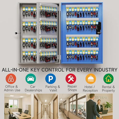 WeHere 192-Key Smart Key Lock Box, Wall-Mount Key Cabinet with Key Management App(Track Key Borrow/Return), Keypad, Bluetooth & WiFi Unlock (Sold Separately) for Commercial, School, Rental, Office