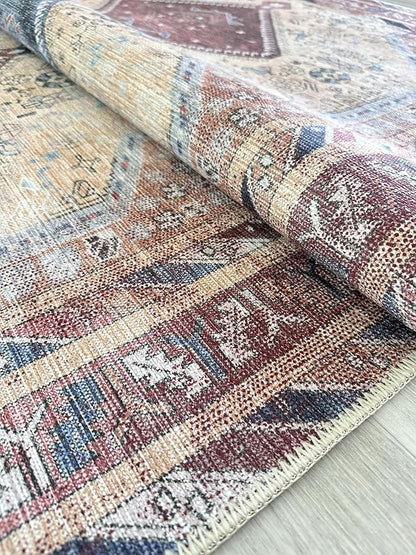 Fame Living Washable Area Rug. Modern Farmhouse. Vintage. Turkish. Bohemian. Distressed. Oriental. Traditional. Rugs for Living Room. Dining. Bedroom. Office. Entryway. Foyer. (863TT, 2'5" x 13')