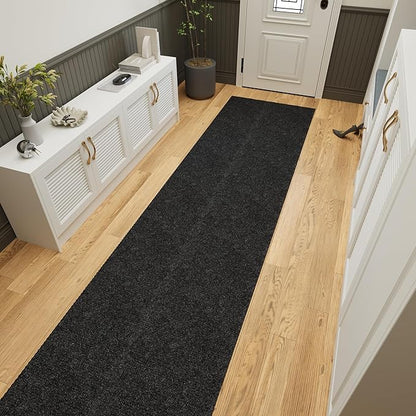 Ottomanson Commercial Scrape Rib Entry Mat – Heavy Duty Ribbed Floor Mat for High Traffic – Non Slip Rubber Back, Waterproof – Indoor Outdoor Use for Offices, Schools, Lobbies, 2'7" x 31', Black