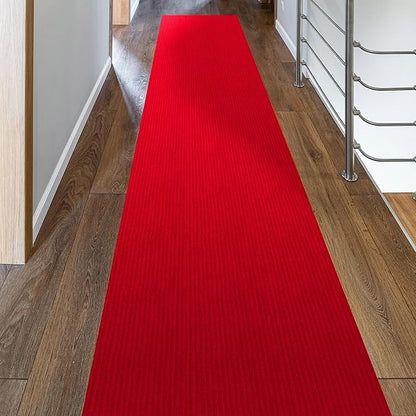Ottomanson 2'7" x 15' Hallway Runner with Scraper Pile Extra Durable Non-Slip Rug Mat for Indoor & Outdoor Use - Ideal for Kitchen, Entryway, Patio & Garage - High-Traffic Carpet, Red