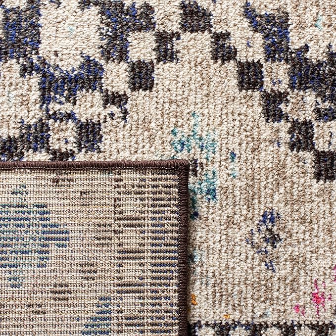 SAFAVIEH Madison Collection Runner Rug - 2'2" x 12', Black & Yellow, Boho Diamond Distressed Design, Non-Shedding & Easy Care, Ideal for High Traffic Areas in Living Room, Bedroom (MAD418Z)