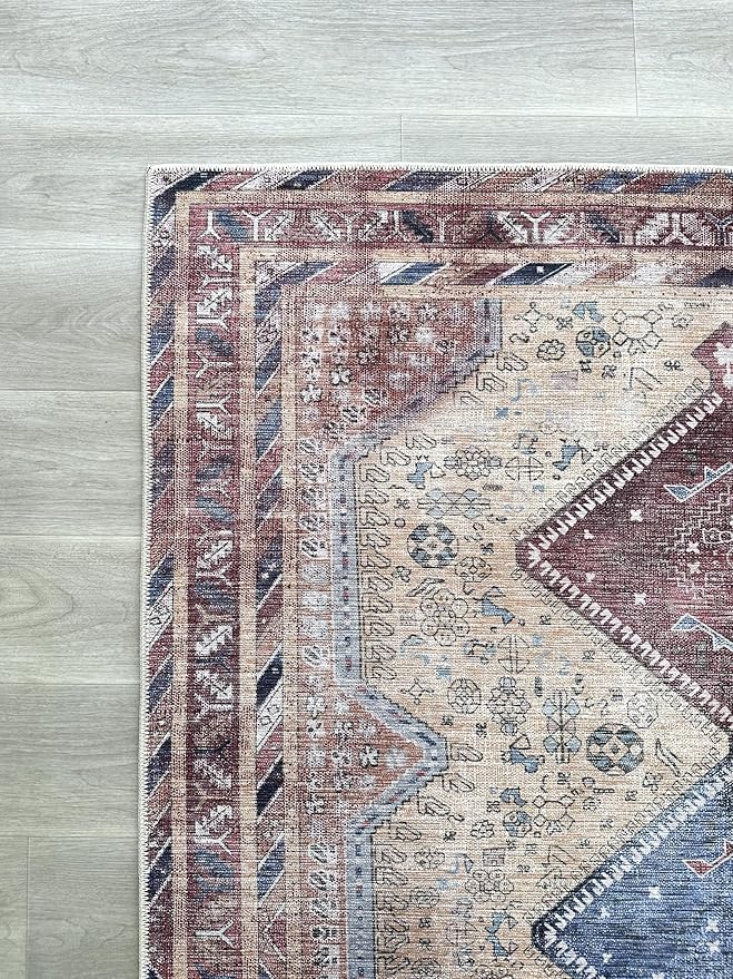 Fame Living Washable Area Rug. Modern Farmhouse. Vintage. Turkish. Bohemian. Distressed. Oriental. Traditional. Rugs for Living Room. Dining. Bedroom. Office. Entryway. Foyer. (863TT, 2'5" x 13')