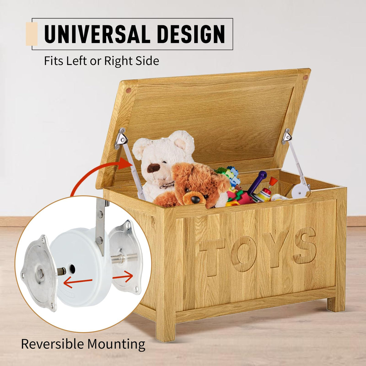 HBL' 2 Pack Soft-Close Lid Hinges for Toy Boxes, Cedar Chests & Benches