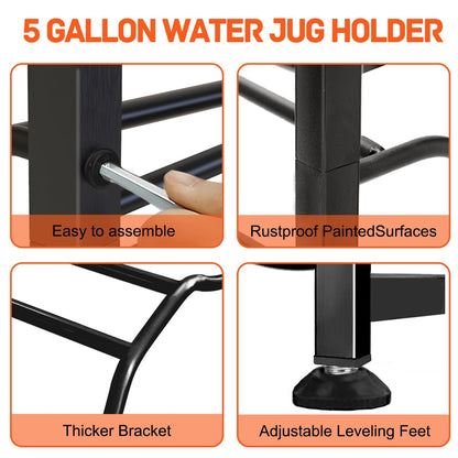 Semoprus 5-Gallon Water Jug Holder for 10 Bottles, 5-Tier Double Row, Heavy-Duty Stand