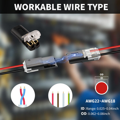 UT-LNTELA 50-Pack 2-Pin Quick Splice Wire Connectors for 12V/24V Low Voltage Wiring