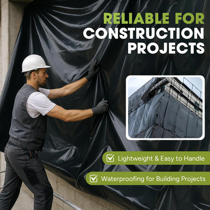 VAPLINX 10 Mil Black Plastic Sheeting 10x100 ft | Heavy Duty Roll for Garden, Vapor Barrier & Construction